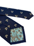 navy mens tie with mushroom design